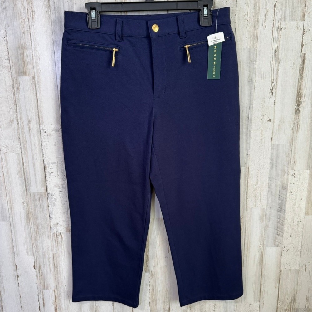VTG‎ NWT 90S Lauren Jeans Co Capri Pants Women 6 Navy Sailor Cropped Office Work